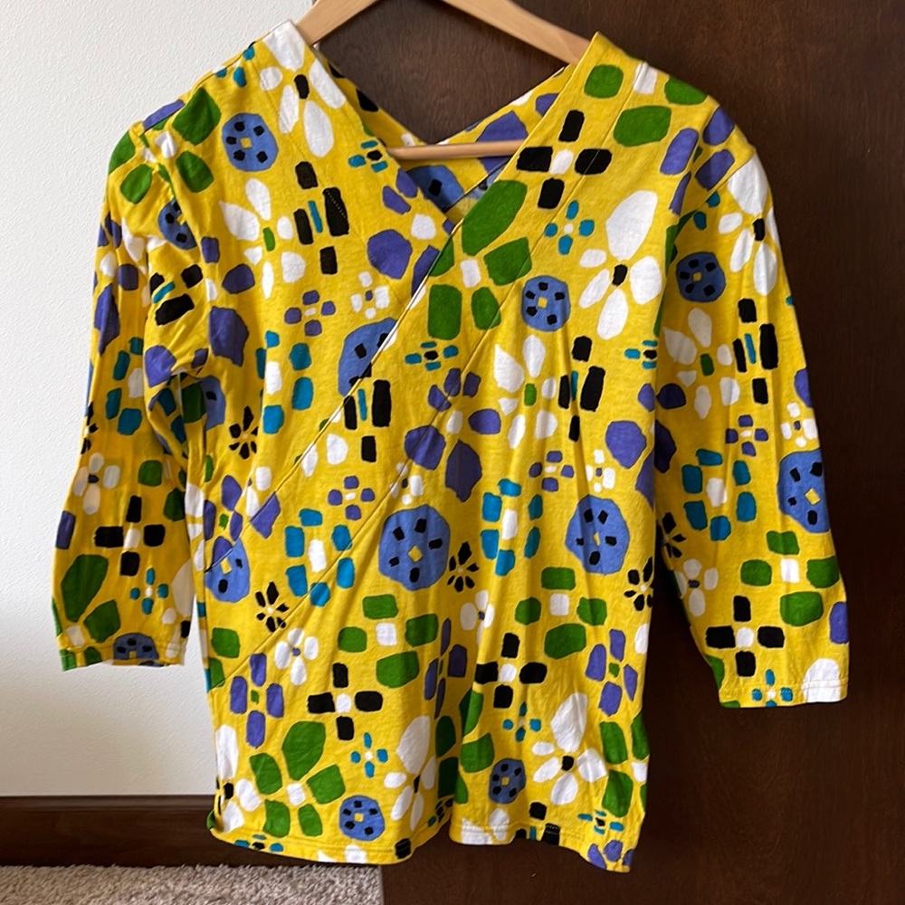 SOU SOU Japanese V-neck Shirt Three-quarter Sleeve size M